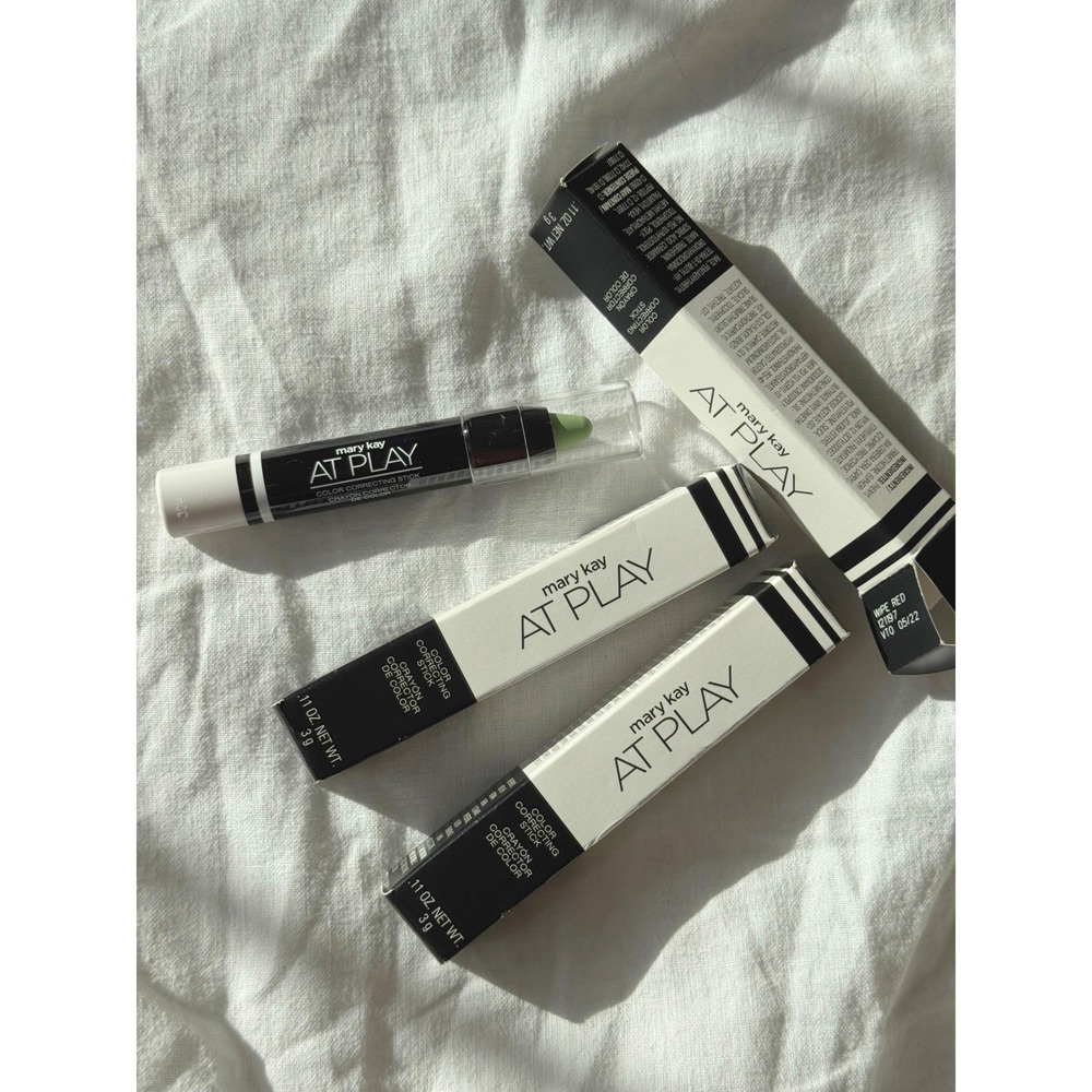 Mary Kay At Play Color Correcting Stick Lot of 3 Wipe Red Green Concealer